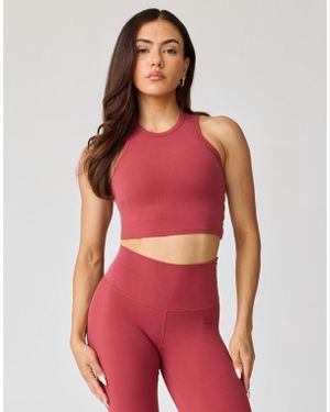 AVA Active Hera High Neck Crop Tank - Red