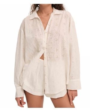 For Love & Lemons Handkerchief Button Up - White