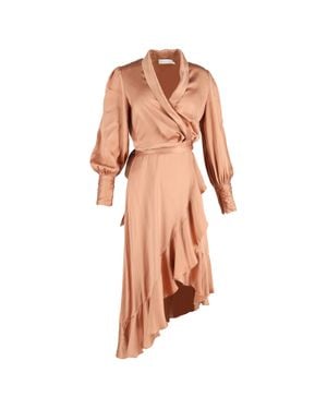 Zimmermann Zimmerman Asymmetric Ruffled Midi Wrap Dress - Pink