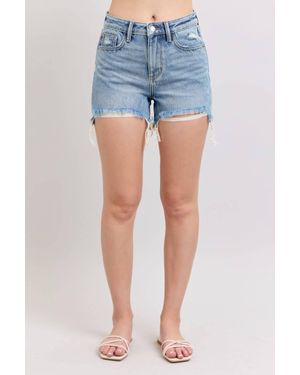 Judy Blue High Waist Rigid Magic Destroy Cut Off Denim Short - Blue