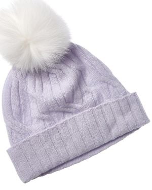 Hannah Rose Wide Cable Cashmere Hat - Gray