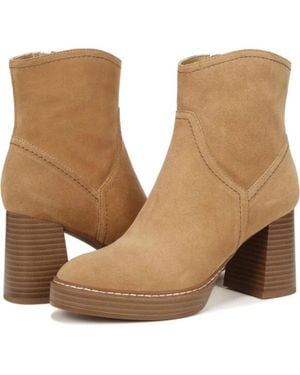 Naturalizer Orlean Boots Golden Caramel Suede Block Heel Bootie Lion904 - Brown