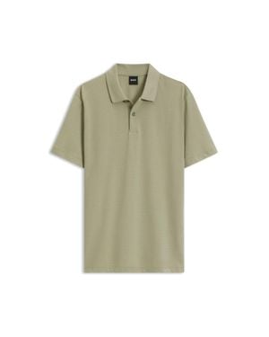 BOSS Cotton-Blend Polo Shirt With Bubble-Structured Jacquard - Green