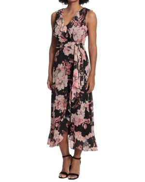 Maggy London Floral Wrap Maxi Dress - Brown