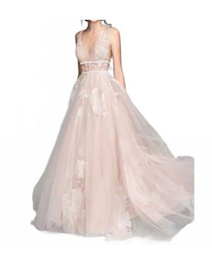 Watters Galatea Plunging Neckline Wedding Dress - Pink