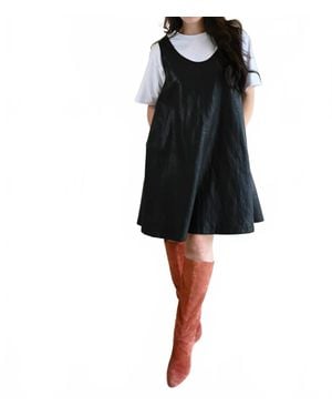 FRNCH Briggs Street Vegan Leather A-Line Dress - Black