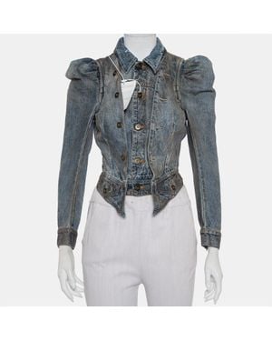 Faith Connexion Denim Muddy Distressed Victorian Jacket - Blue