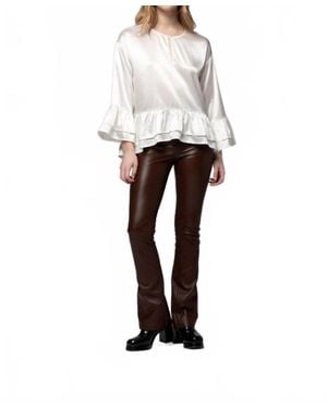 Max & Moi Beyina Lambskin Leather Flare Pant - White