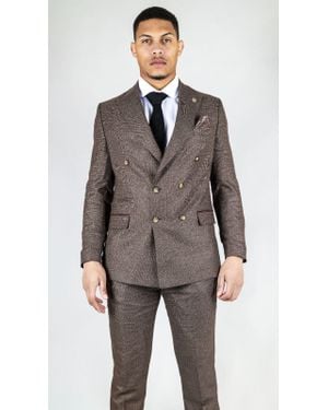 Oliver Tweed Classic Double Breasted 2-Piece Suit - Brown