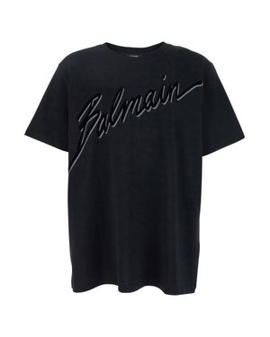 Balmain Logo Lettering T-Shirt - Black