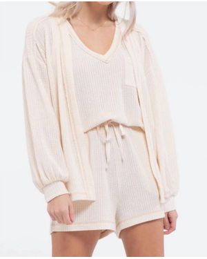 Blu Pepper Reverse Stitched Open Front Cardigan - White