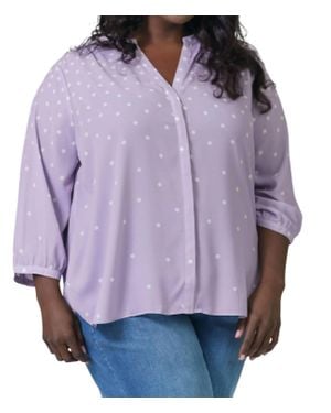 NYDJ Pintuck Button Down Blouse - Purple