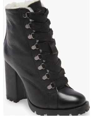 SCHUTZ SHOES Zhara Combat Lug Sole Lace Up Bootie - Black