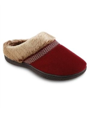 Isotoner Microsuede Mallory Hoodback Slippers - Red