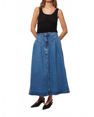 Rolla's Leonie Drop Waist Midi Denim Skirt - Blue