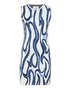 Philipp Plein Minidress Jacquard Strass Flames - Blue