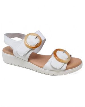 DJANGO & JULIETTE Meldrick Wedge Heel Sandals - White