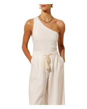Kivari Tallulah One Shoulder Tank Top - Natural