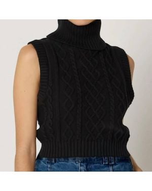 Cleobella Aria Sleeveless Turtleneck Sweater - Black