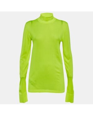 Les Rêveries Neon Stretch Knit Turtleneck Sweatshirt - Green