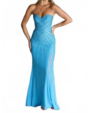 Ava Presley Strapless Long Gown - Blue