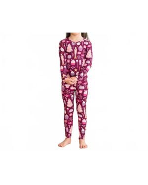 KICKEE Girls Long Sleeve Pajama Set - Red