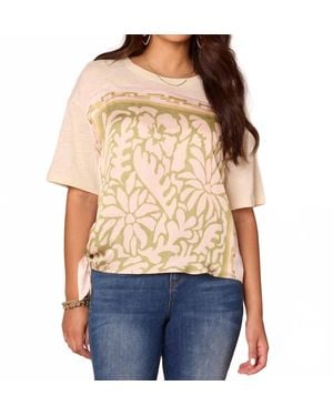 Democracy Side Tie Satin Print Top - Natural