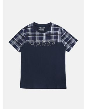 Guess Davion Plaid Tee (7-16) - Blue