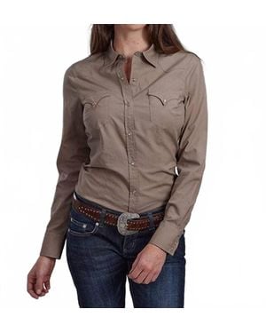 Roper Long Sleeve Snap Top - Brown
