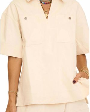 English Factory Oversized Collar Top - Natural
