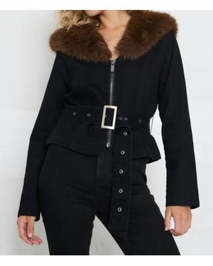 TT Studios Carm Faux Fur Jacket - Black