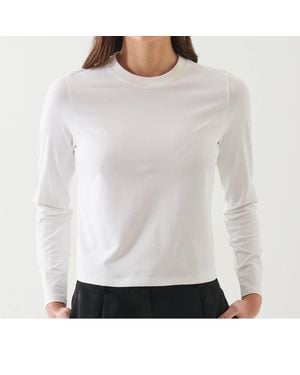 Patrick Assaraf Long Sleeve Iconic Pima Stretch Baby Tee - White