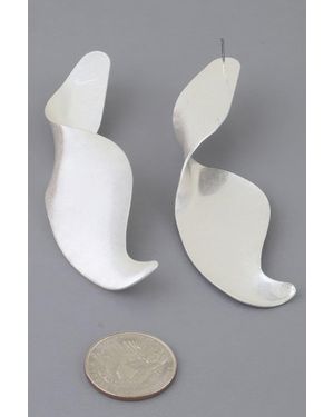Fashnzfab Hammered Matte Swirl Earrings - Gray