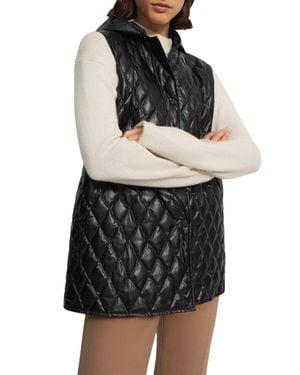 Theory Clairene Quilted Faux Leather Hooded Vest - Black