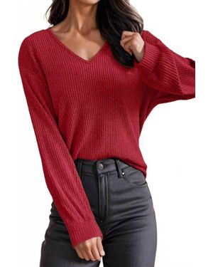 Aapparella Leopard Back Bow V Neck Blouse - Red