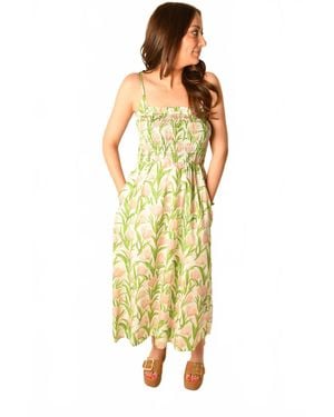 Thml Thin Strap Floral Pattern Midi Dress - Yellow