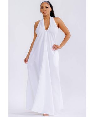 Karen T Design Halter Neck Maxi Dress - White