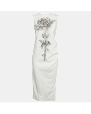 Sportmax Floral Print Denim Midi Dress - White