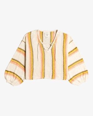 Billabong So Sweet Sweater Ribbed Cuffs Pullover Jzz315 - Metallic