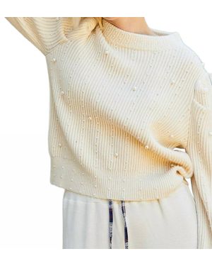 Pol Pearl Detail Sweater - White