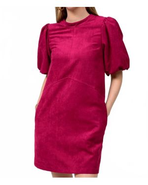 Uncle Frank Puff Sleeve Suede Mini Dress - Pink