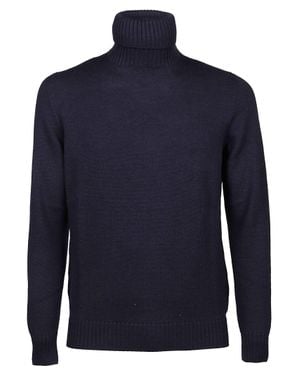 Drumohr Rasato Tubico Merino Turtleneck Sweater - Blue