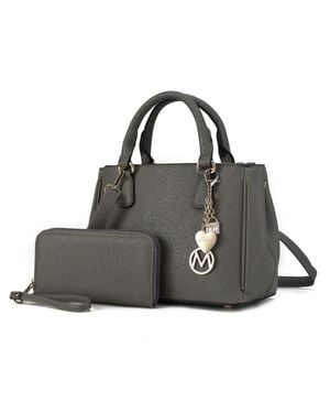 MKF Ruth Vegan Leather Satchel Bag With Wallet - Gray