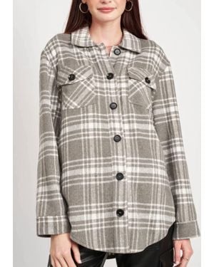 emory park Wool Blend Plaid Shacket - Gray