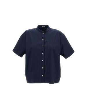 M.S.M Milano Grandad Collar Shirt With Kimono Shoulders - Blue