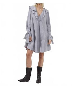 French Connection Acantha Stripe V Neck Dress - Gray