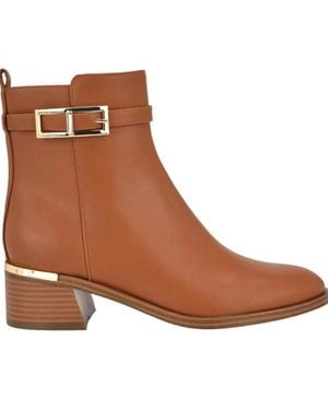 Calvin Klein Jallis Boots Almond Toe Ankle Bootie Lion132 - Brown