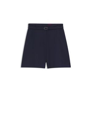 HUGO Regular-Fit Shorts With Buckled Belt - Blue
