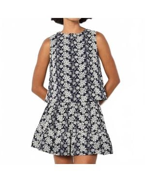 Apricot Floral Embroidered Cotton Shell Top - Black