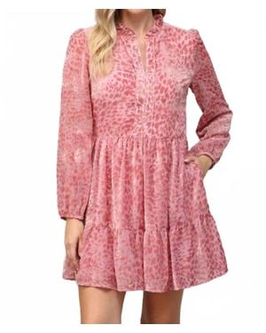 Fate Cleo Burnout Leopard Dress - Pink